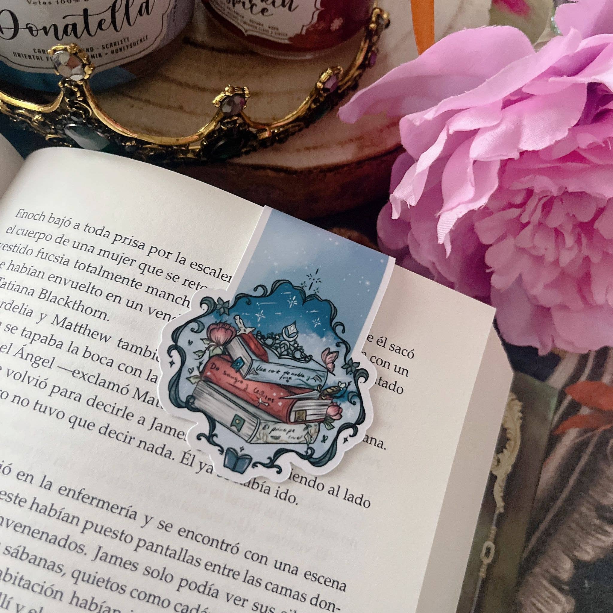 Alsace’s Art - Wholesale Bookmark - Books And Crowns Magnetic Bookmark.1