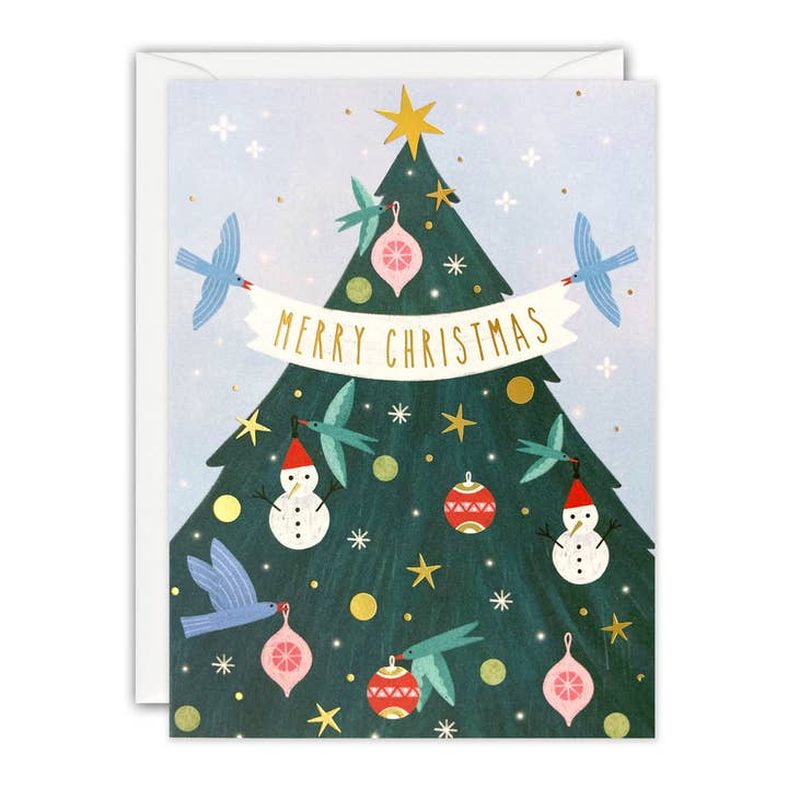 Tree with Birds Mini Christmas Card - Minnows for wholesale by James Ellis