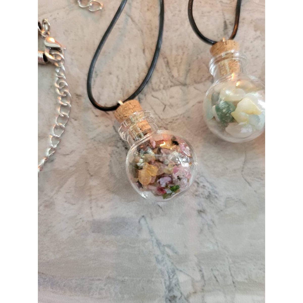 My Magic Place Shop - Wholesale Pendant/Charm Necklace - Glass Wishing Bottle Leather Cord Pendant Necklaces1