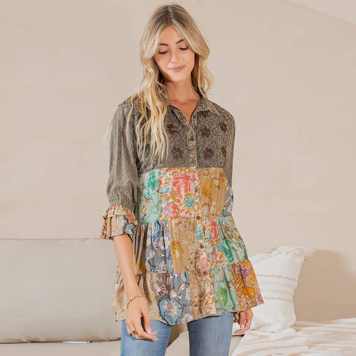 GRAVEL Vintage Bohemian : Tiered Bohemian Top for wholesale on Faire