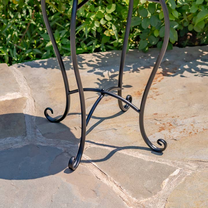 Zaer Ltd. International - Wholesale Plant Pot Stand - "St. Augustine" 22"T Mosaic Pedestal Plant Stand-Stone/Brown
