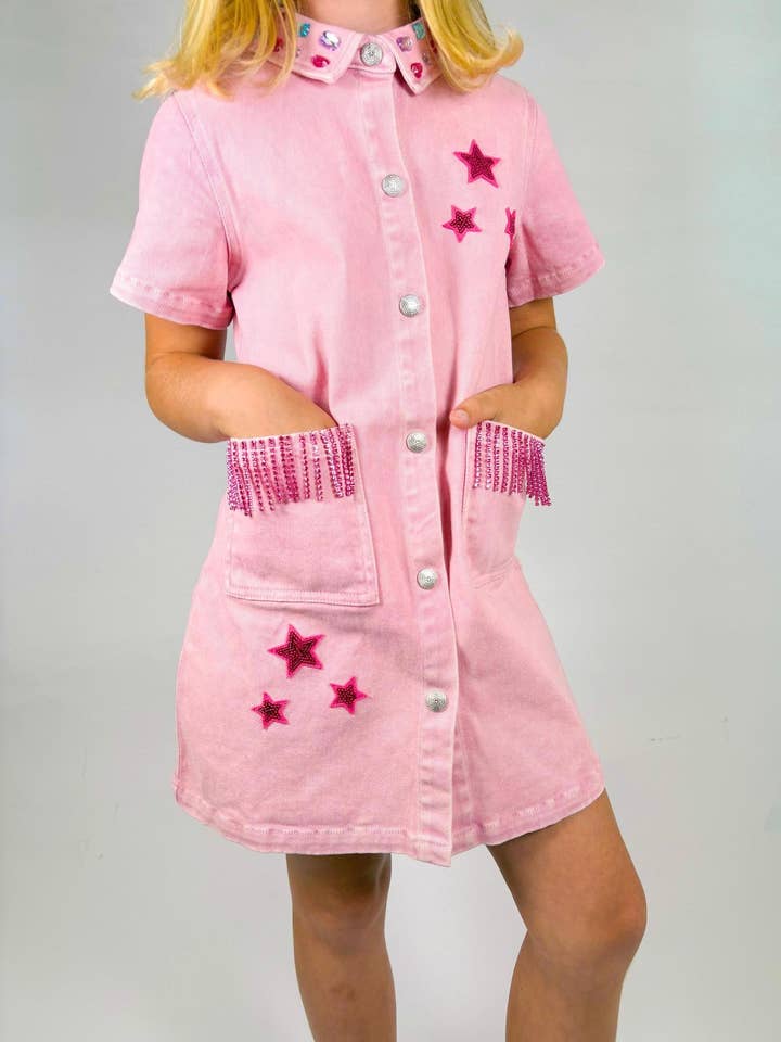 Three Wildflower Designs - Wholesale Dress - Kids - Pink Denim Dress3