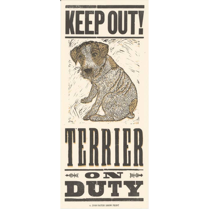 Terrier på vagt plakat for engroshandel hos Hatch Show Print