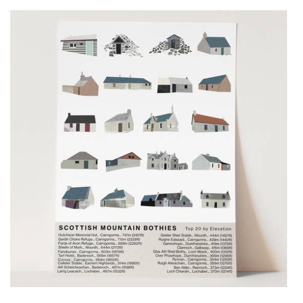 Scottish Mountain Bothies Art Print for wholesale by Jenni Douglas Designs