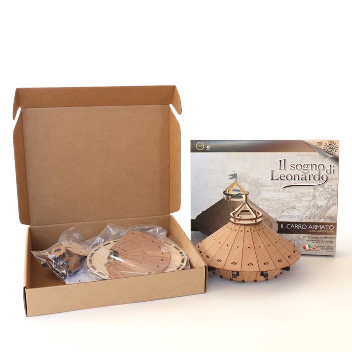 Dahimo - Vente Kit de bricolage - Maquette en bois du char d’assaut armuré de Da Vinci à reconstruire4