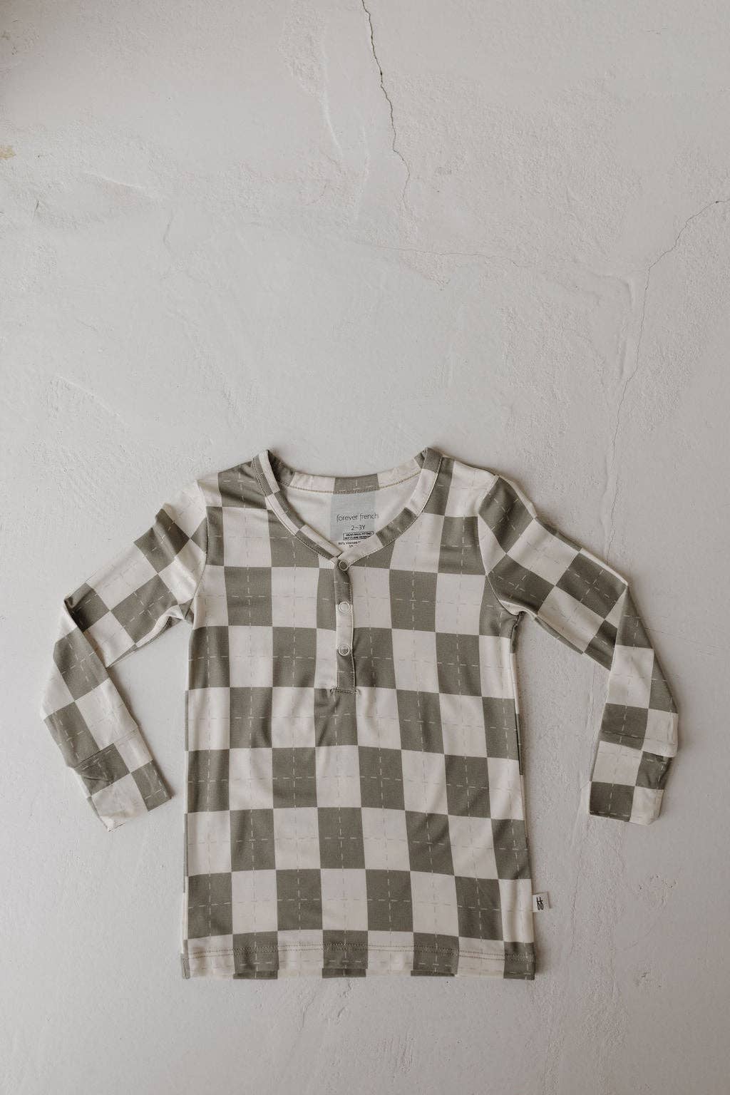 Forever French Baby - Wholesale Sleepwear Set - Kids - Bamboo Two Piece Pajamas | Oat & Sage2