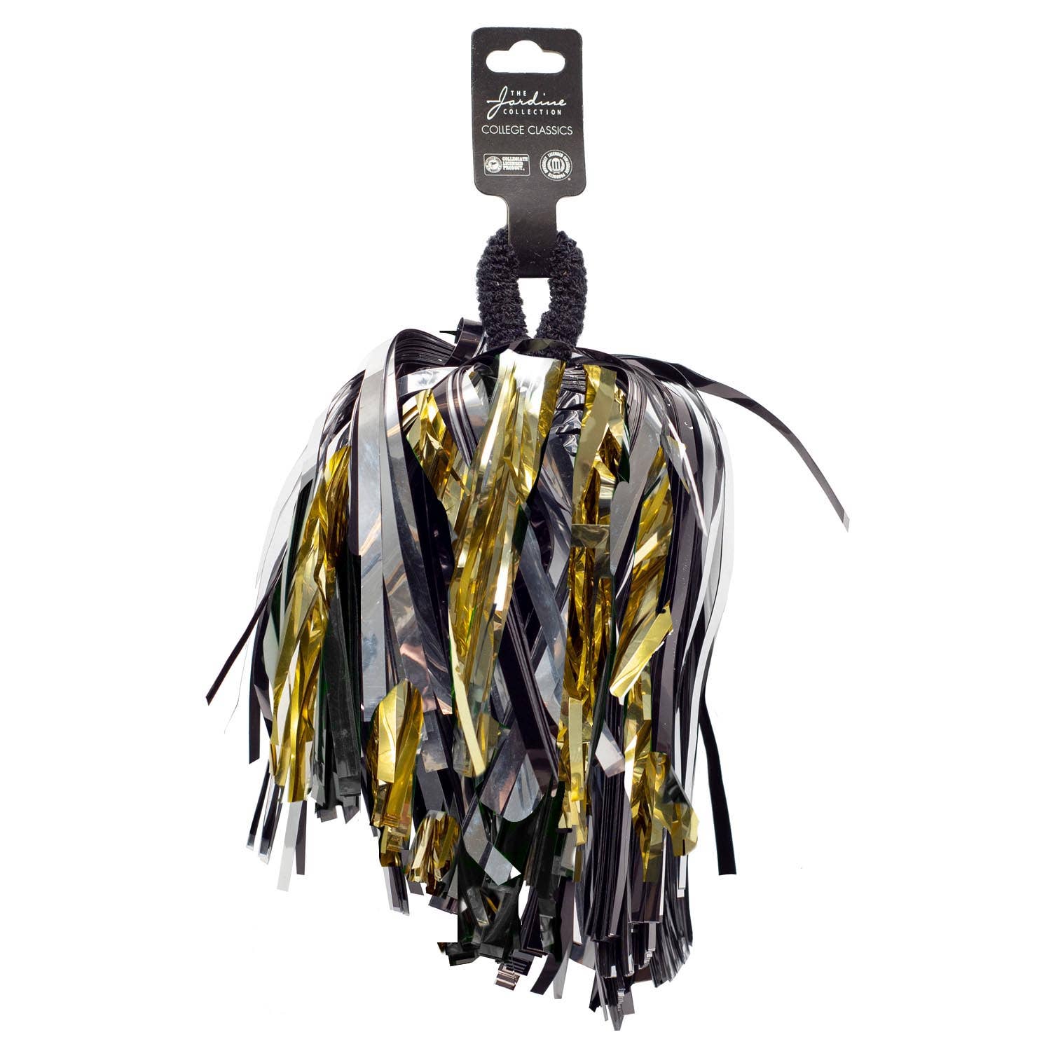 KH Sports Fan - Wholesale Sporting Accessories - Black Gold Silver Shimmer Hair Wrist Pom Poms School Spirit0