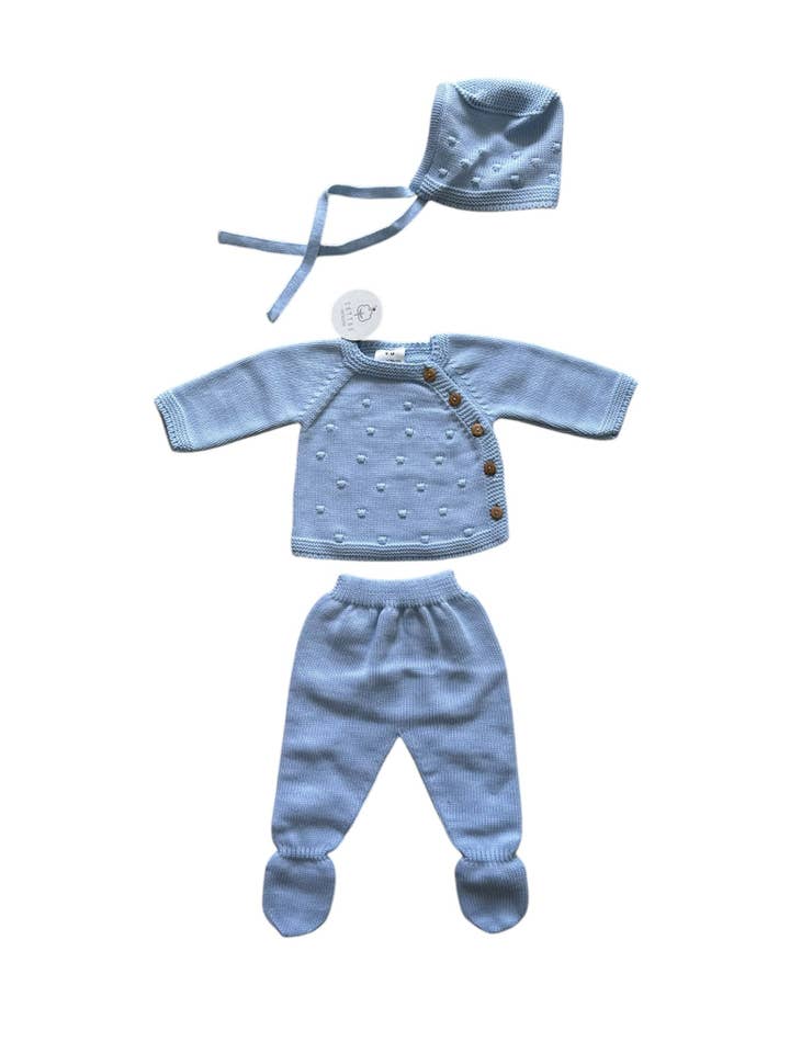 Cotton Socks - Wholesale Clothing Set - Baby - Ref:360 3-piece baby knit set Pipoca