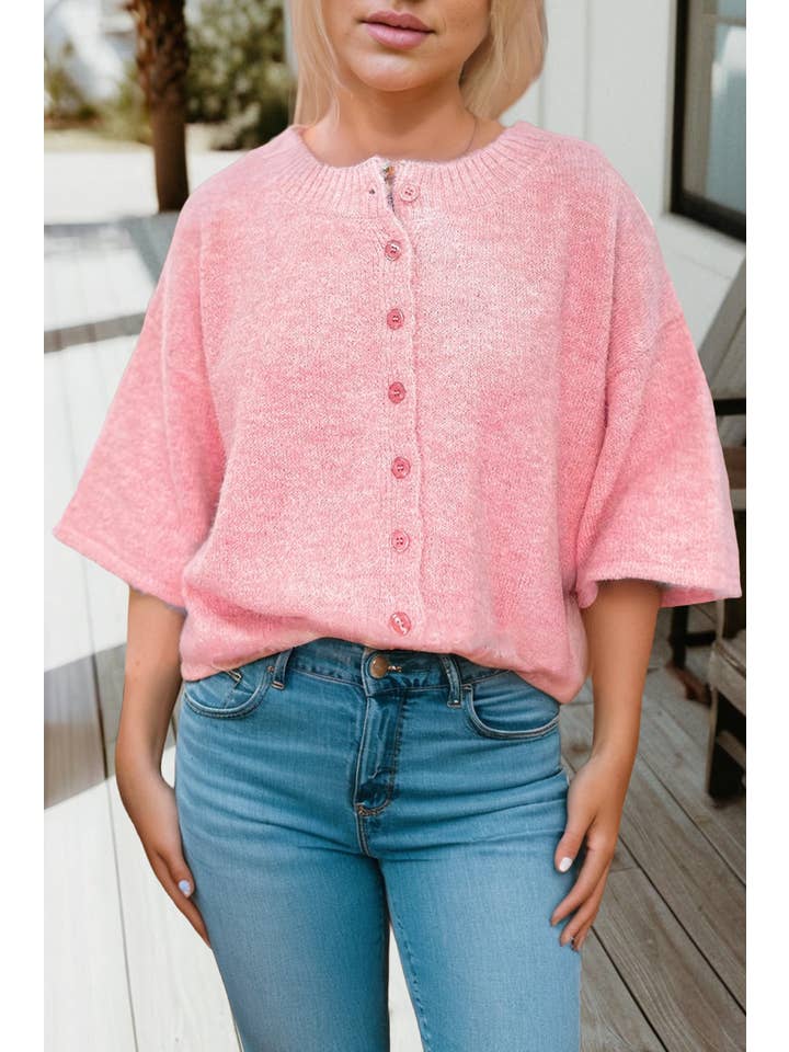 66DISCO - Vente Cardigan – femme - Cardigan en maille à manches 3/4 avec boutons (S-XL)1