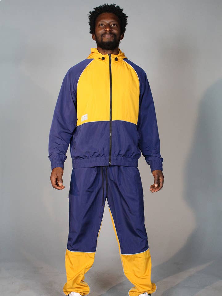 Reflective Wind Breaker Jacket and Pants Set (NAVY) for wholesale by Siempre Life