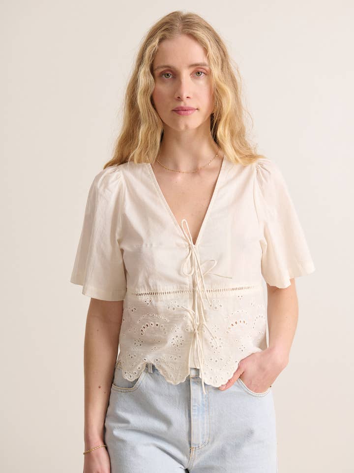 White Eyelet embroidery blouse - VENUS for wholesale on Faire