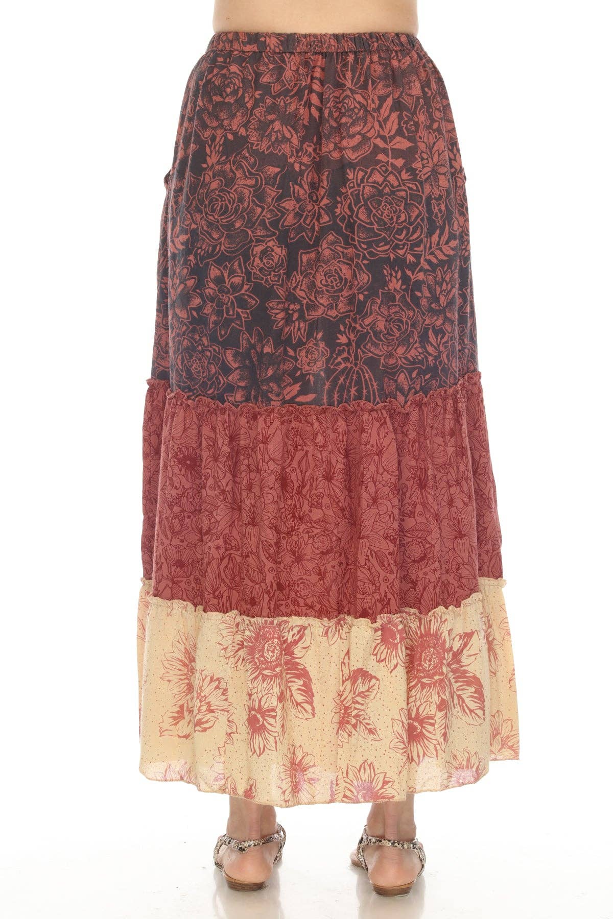 Lakhays Collection Inc. - Wholesale Skirt - Women's - Cactus Garden Tiered Maxi Skirt3