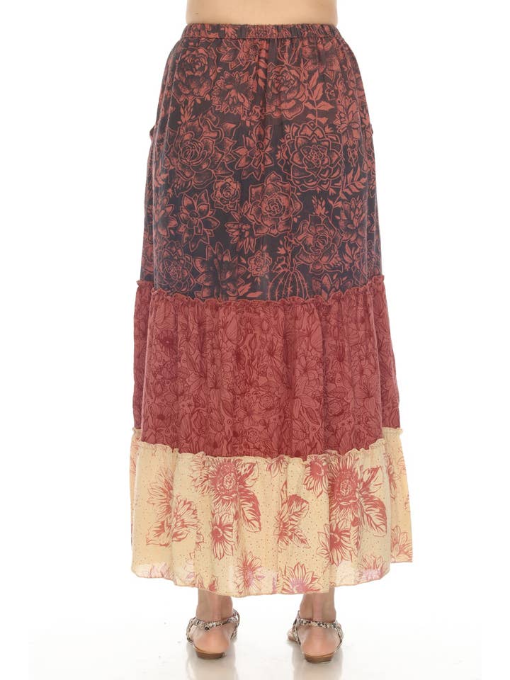 Lakhays Collection Inc. - Wholesale Skirt – Women’s - Cactus Garden Tiered Maxi Skirt4
