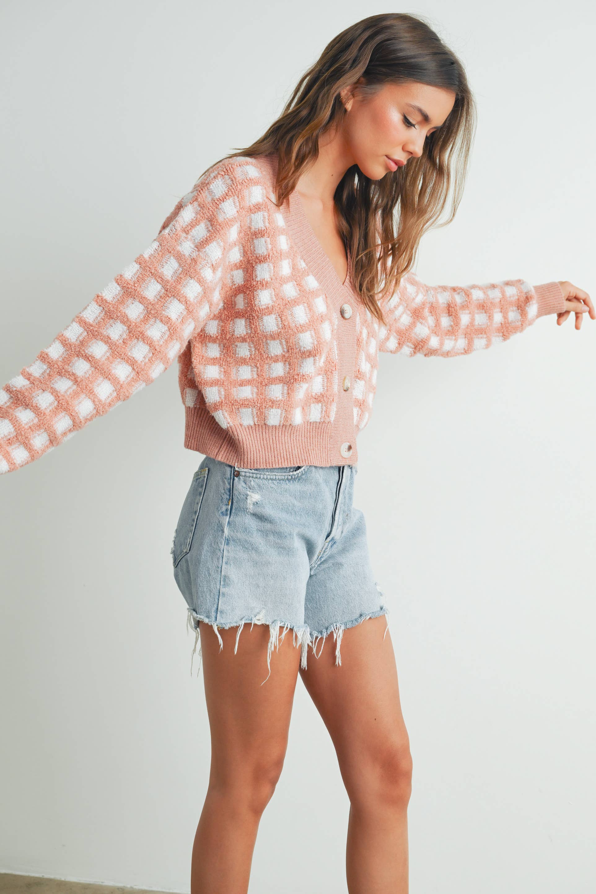 BUTTERMELON – Engroshandel Cardigan - Dame – Cropped V-hals Cardigan - BMC751914