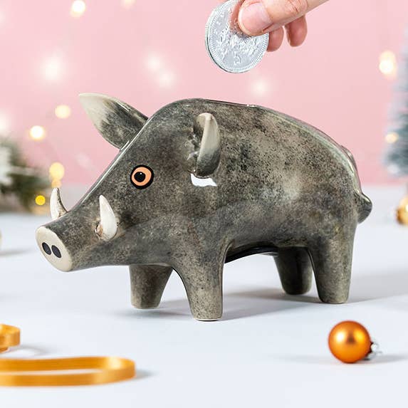 Håndlavede Keramisk Vildsvin Pengeboks for engroshandel hos Hannah Turner Ltd