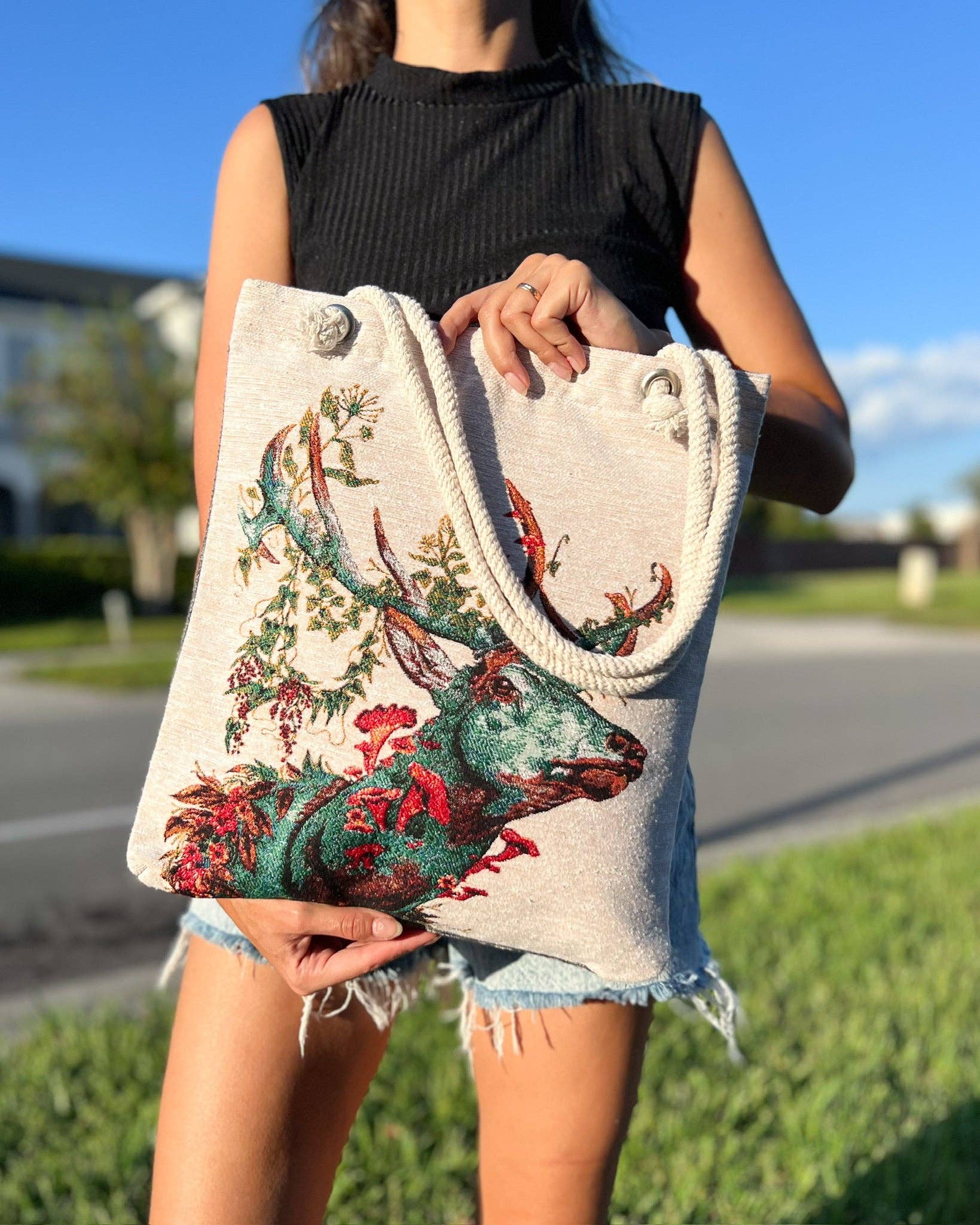 Umays Boho – wholesale Tote bag – Women's – Reindeer Design Shoulder Bag, Tote Bag for Women2