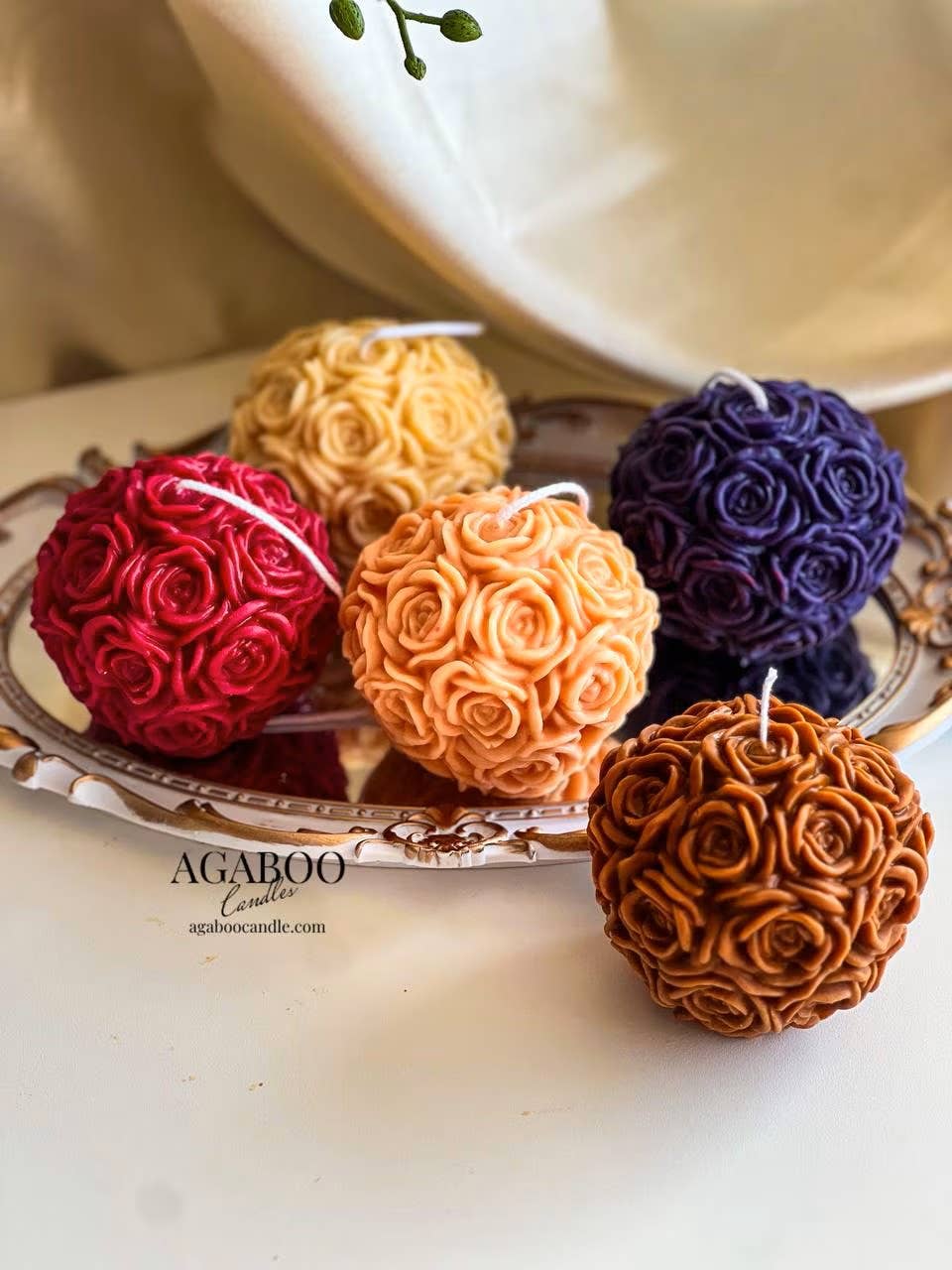 Agaboo Candle - Wholesale Novelty Candle - Charming Rose Ball Candle 3x3.5in - Flowers10