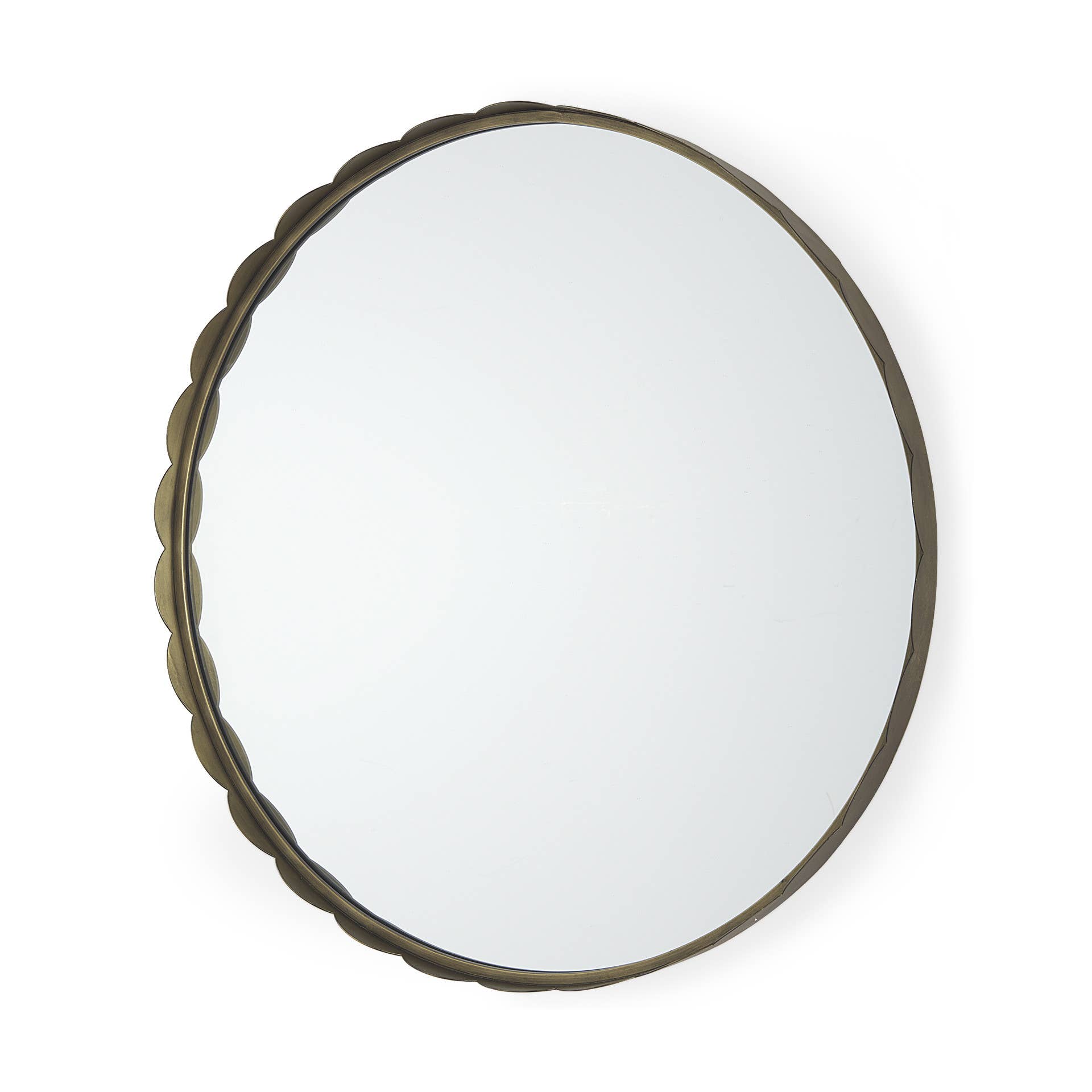 HomeRoots – wholesale Vanity mirror – 30" Gold Metal Scalloped Framed Accent Mirror0