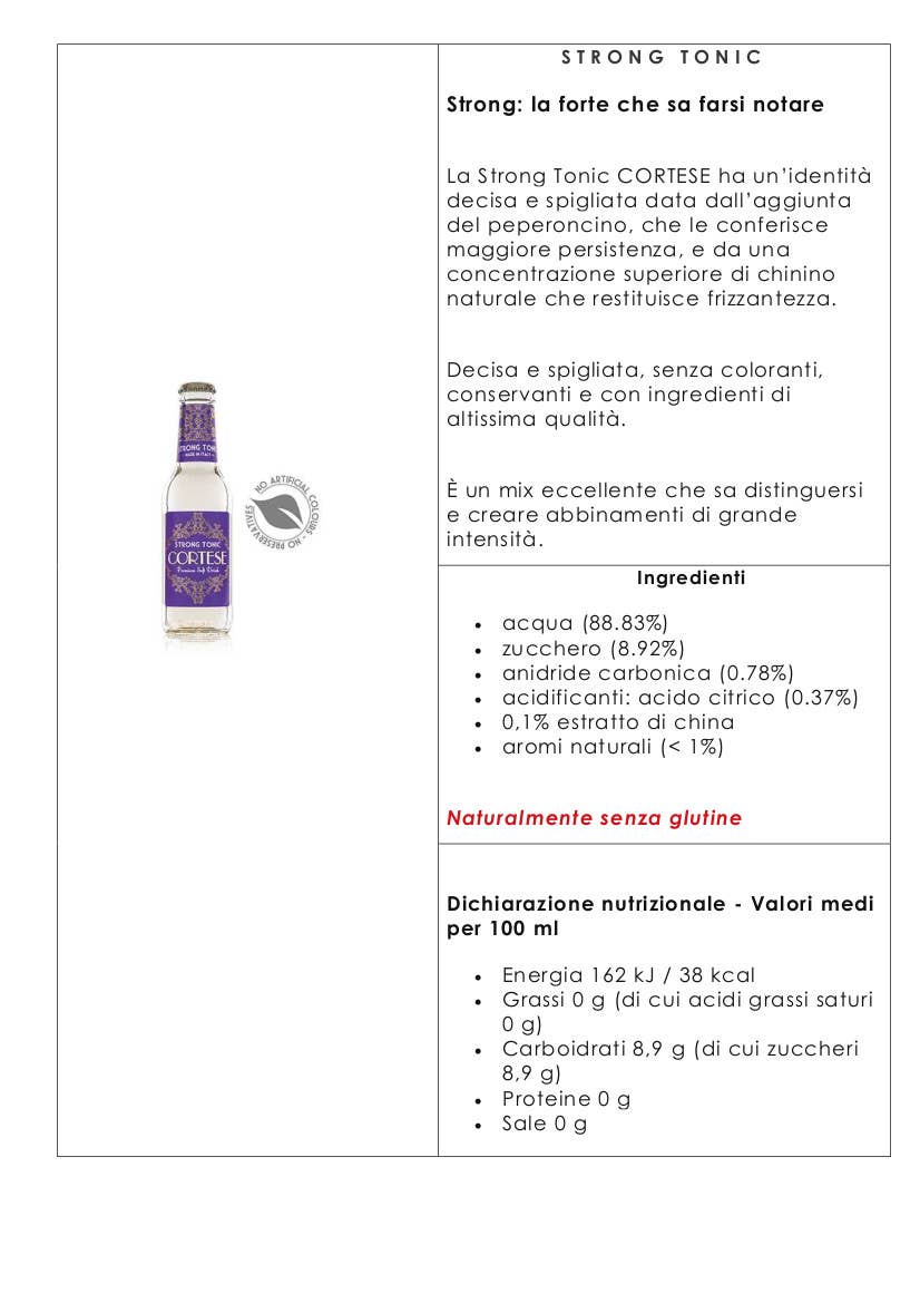Metina SAS - Wholesale Tonic - Strong Tonic CORTESE PREMIUM drink Cl. 20 1