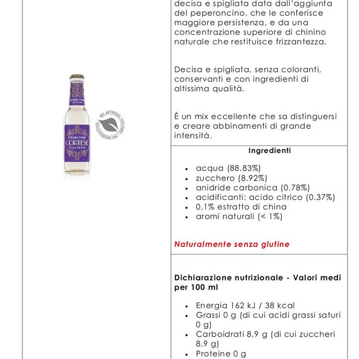 Metina SAS - Wholesale Tonic - Strong Tonic CORTESE PREMIUM drink Cl. 20 1