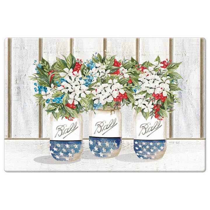 Patriotic Mason Jars 30" x 20" Decorative Comfort Floor Mat for wholesale by Conimar Promotions