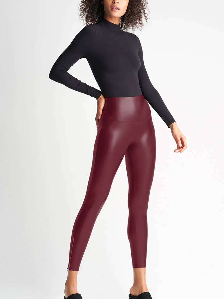 Yummie - Wholesale Fashion Leggings - Women's - Faux Leather Shaping Legging w/ Side Zip - Plus Sizes Avail4