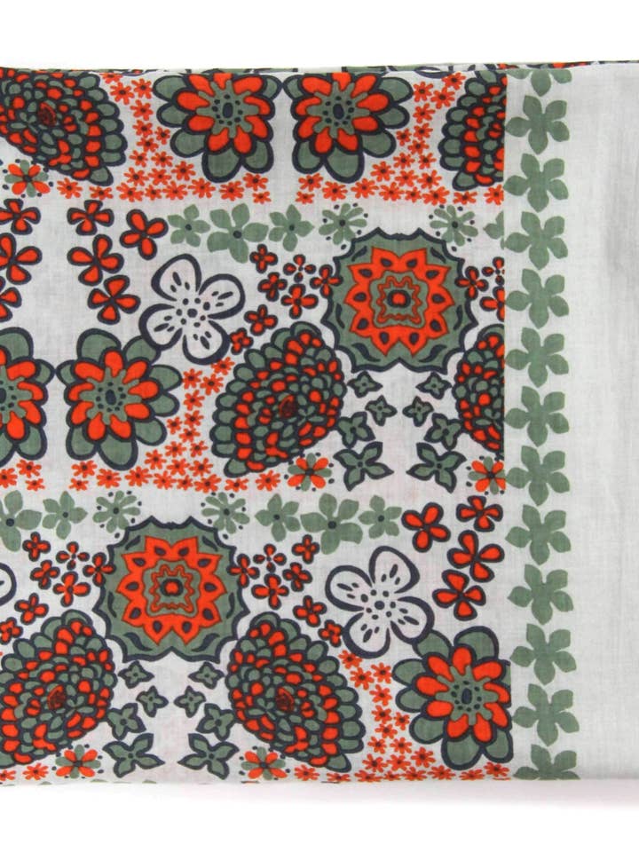 Hawai Orange firkantet tørklæde i økologisk bomuld for engroshandel hos Les Belles Vagabondes