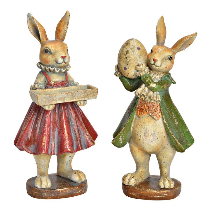 Hare med bakke af poly, 2-delt, Rød/Grøn (B/H/D) 10x20x8cm for engroshandel hos Wurm