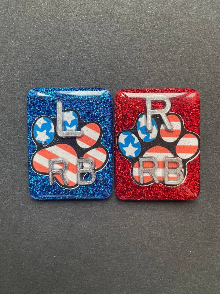 Marqueurs à rayons X avec imprimé patte du drapeau américain, avec 2 ou 3 initiales pour la vente par Alisha Goes Crafty