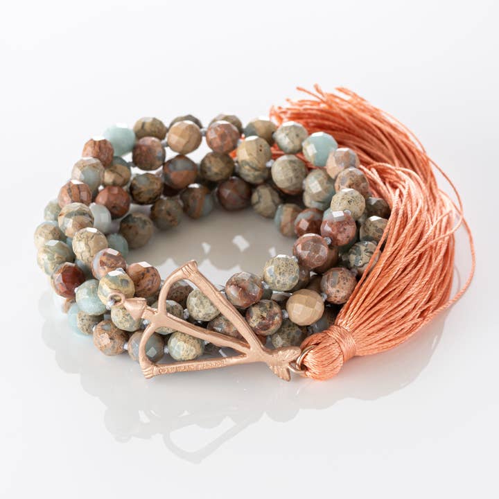 Faceted African Opal Jasper Mala for wholesale by Open Heart Warrior