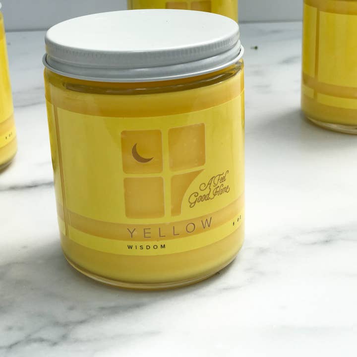 Bougie d'intention jaune Wisdom pour la vente par A Feel Good Home