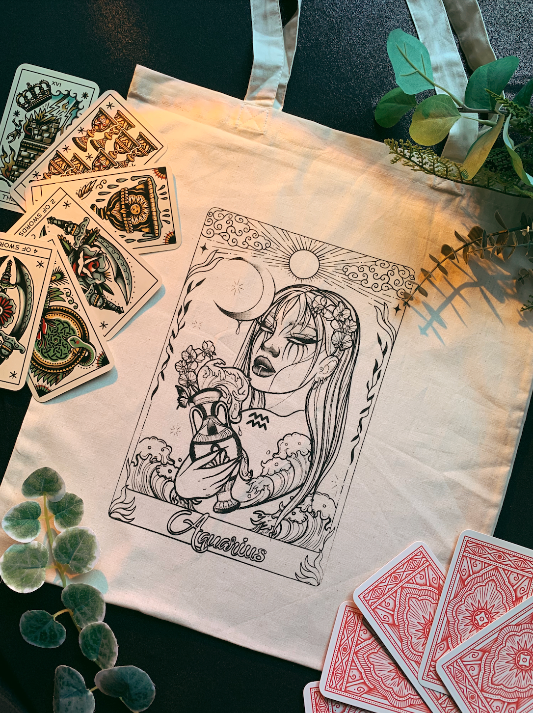 Ruby Rose Designs – Engroshandel Tote bag - Dame – Zodiac goddess tarotkort-taske fra Ruby Rose Designs4