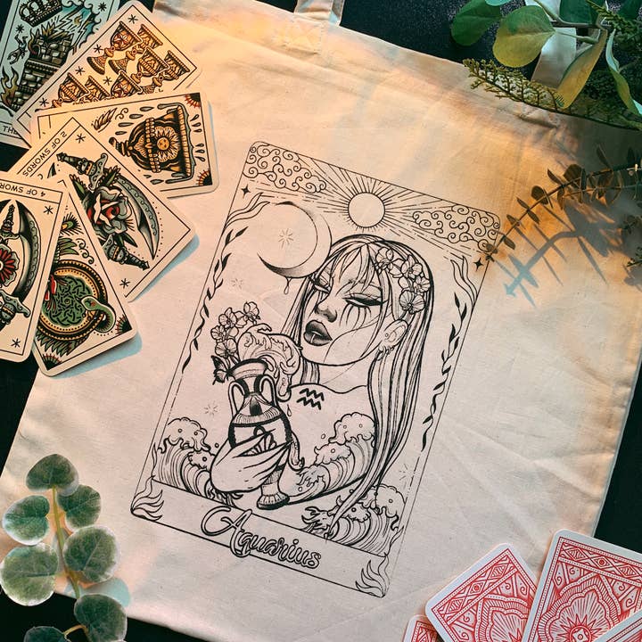 Ruby Rose Designs – Engroshandel Tote bag - Dame – Zodiac goddess tarotkort-taske fra Ruby Rose Designs4