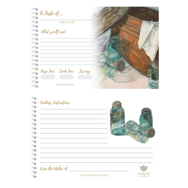 Forever Caroline LLC - Wholesale Recipe Card - Recipe Cards Gift Set w/ Rustic Canning Artwork | 8 Cards1