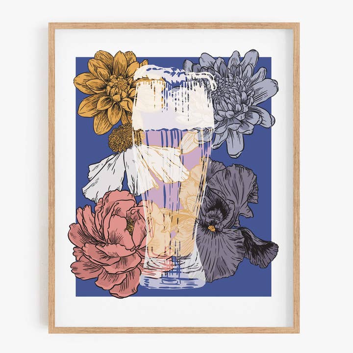 Brews and Blooms Art Print for wholesale by Bean Horse Car Designs