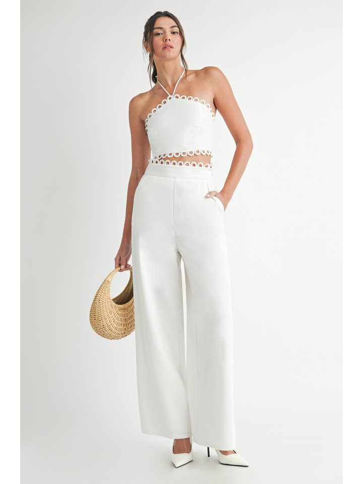 Endless Blu - Wholesale Top & Pant Set (NOT Loungewear) - Women's - LTP1893 Scallop lace trim Top and Pants Sets
