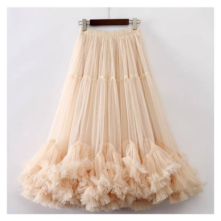 Lace Trim High Waist Tiered Cake Skirt for wholesale by Plush Looks