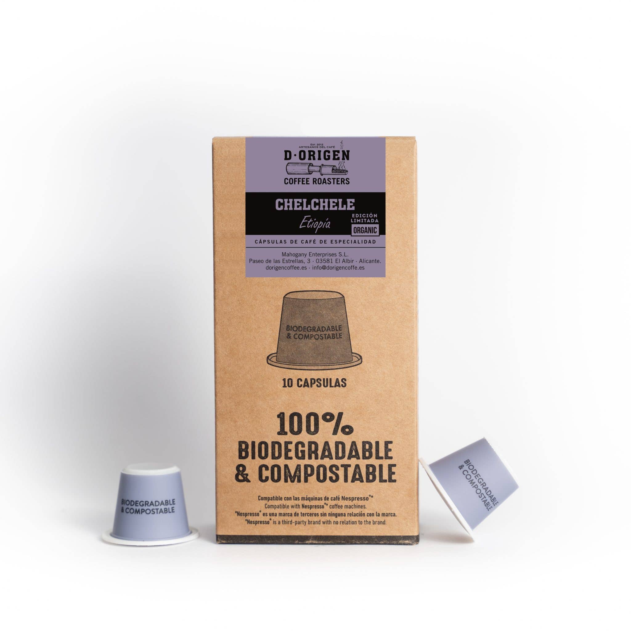 D·ORIGEN COFFEE ROASTERS - Wholesale Coffee Beans - Ethiopia Chelchele Bio & Compost Capsules (box of 10 pcs)