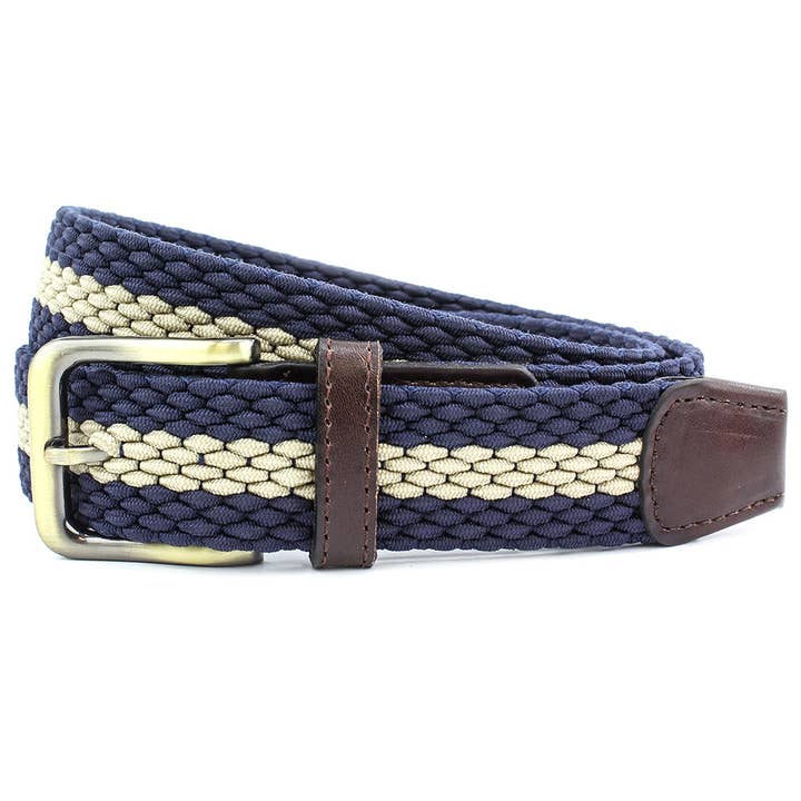 Clipsham 35mm Blue/Stone Elastic Belt for wholesale by Sophos