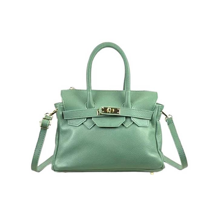 Chenson & Gorett - Wholesale Top Handle Bag - Women's - Women's Italian Leather Handbag with Decorative Front