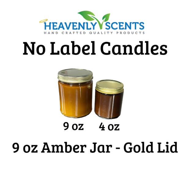 Heavenly Scents - Wholesale Jar/Filled Candle - 9oz Amber Jar Soy Candles - Gold Lid - 6 Pack No Label2