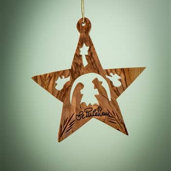 Earthwood - Vente Objets de décoration - Étoile avec Nativité et Anges - 3"1