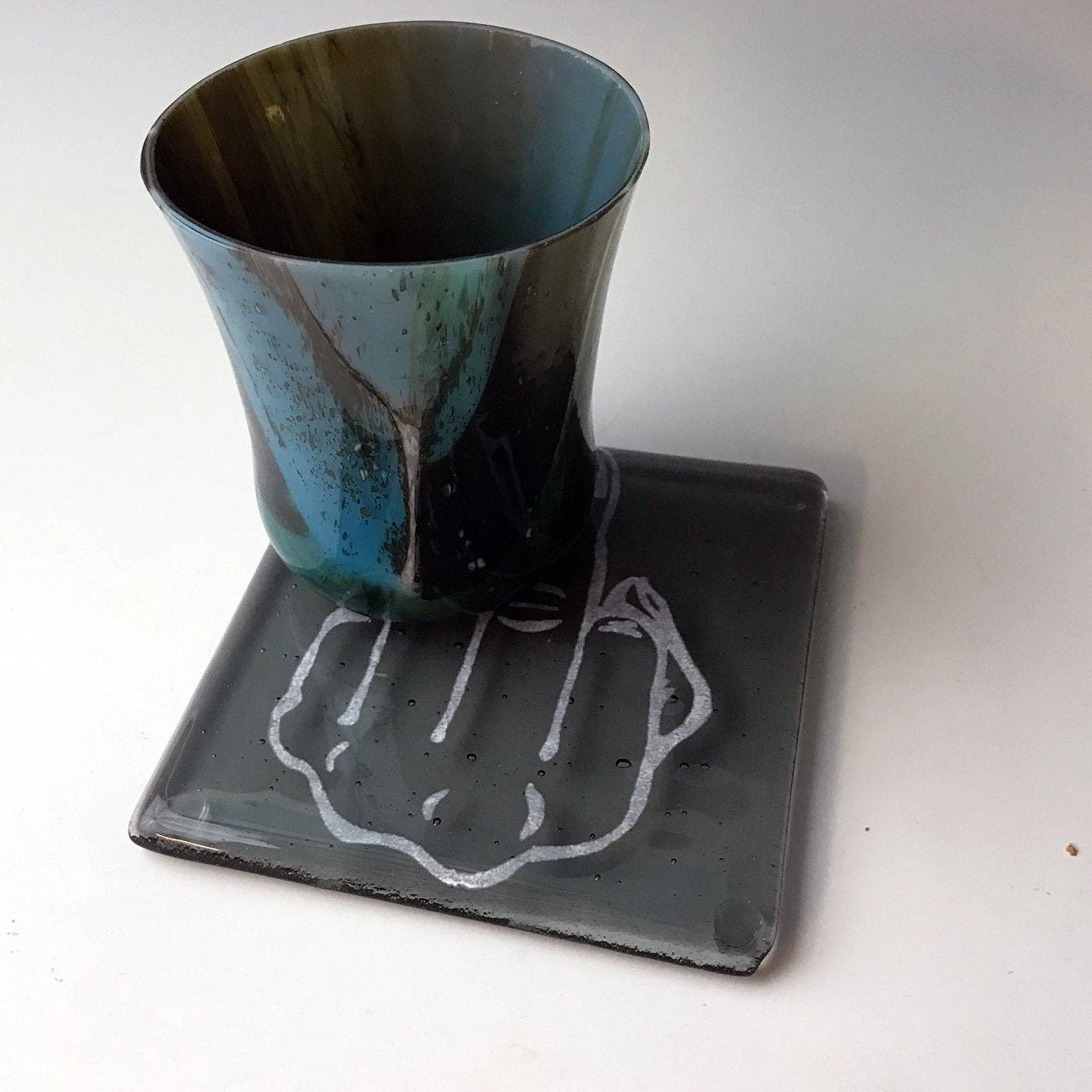 Kiku Handmade | Contemporary Fused Glass Home Goods - Wholesale Coasters - Middle Finger Fused Glass 4" Single Coaster1
