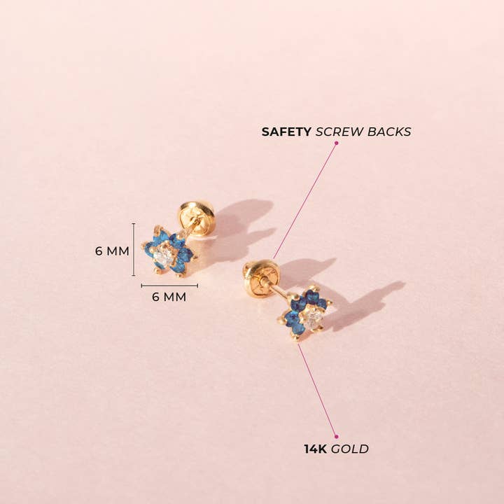 In Season Jewelry – Engroshandel Smykker - Børn – 14 k guld Cubic Zirconia blomst baby/småbørn/børn ørering3