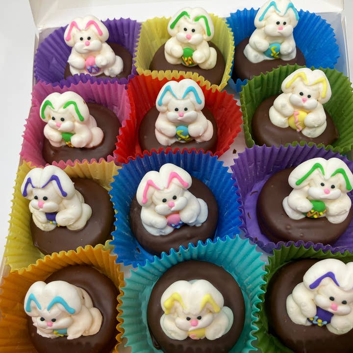 Bunnies Sitting on Oreo's 24 per box for wholesale by Bear Creek Candy Kitchen