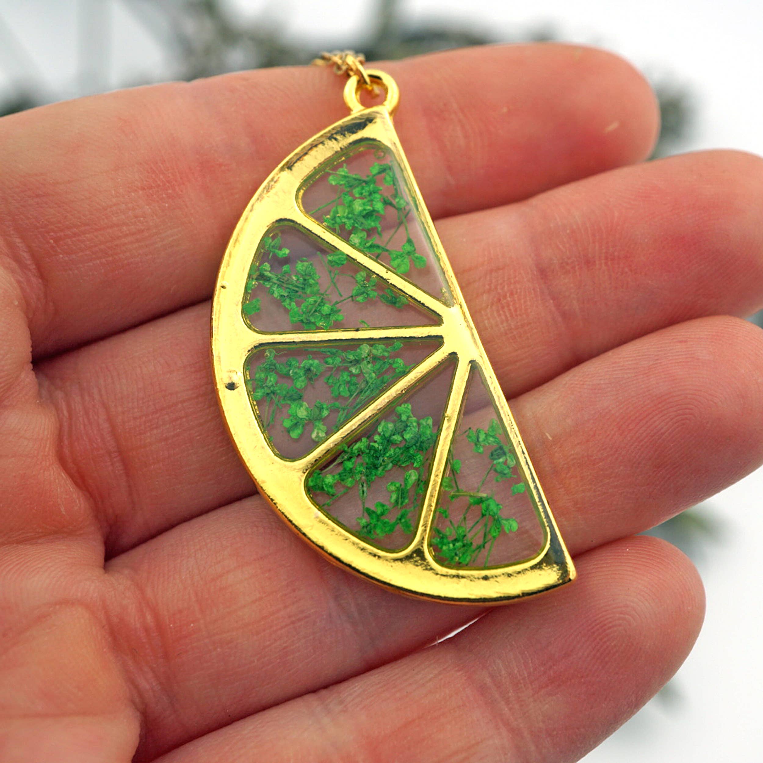 The Pretty Pickle - Venta al por mayor Collares con colgantes/abalorios - Collar de rodaja naranja/lima4