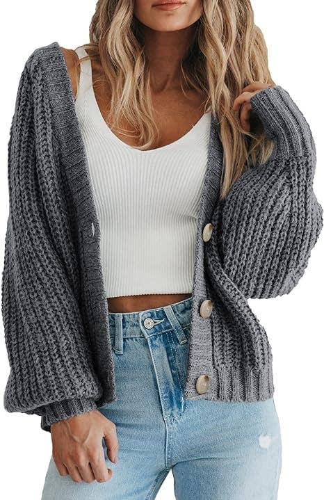 Rosa Clothing - Wholesale Cardigan - Women's - Women Knit Cardigan Loose Fit Button Down Fall Sweater2