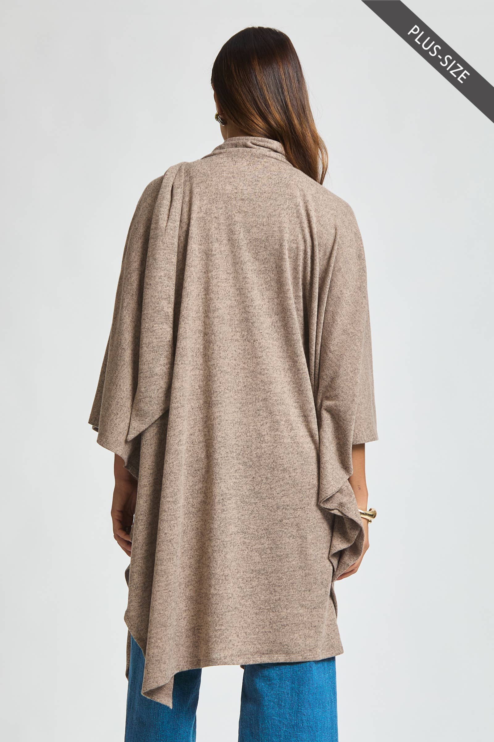 Dear Scarlett - Wholesale Poncho - Women's - PLUS SIZE Flowy Draped Poncho Top8