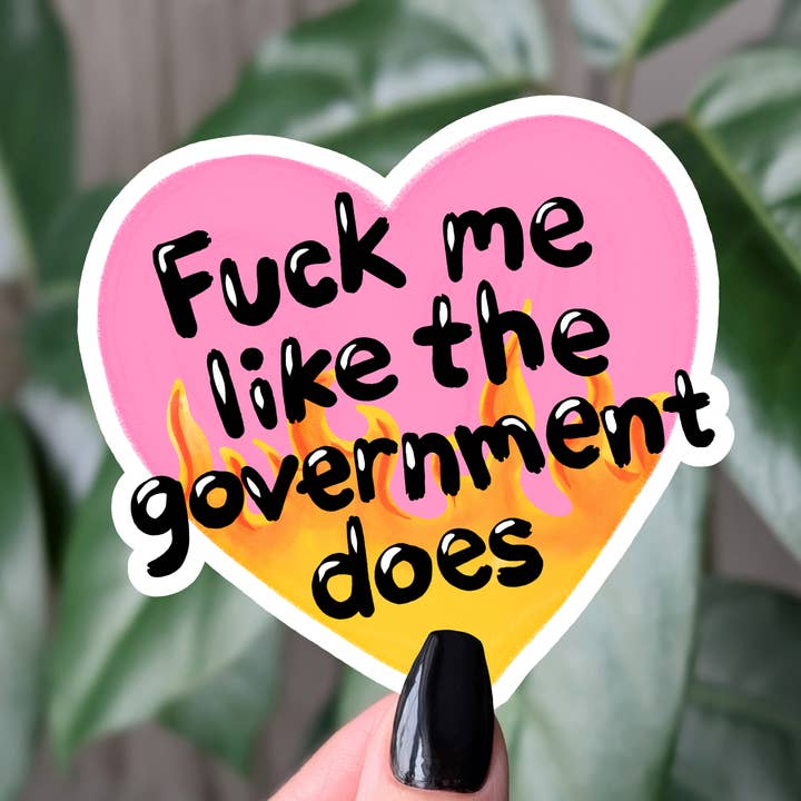 Fuck Me Like The Government Does Sarcastic Political Sticker for wholesale by Moonlit Creations