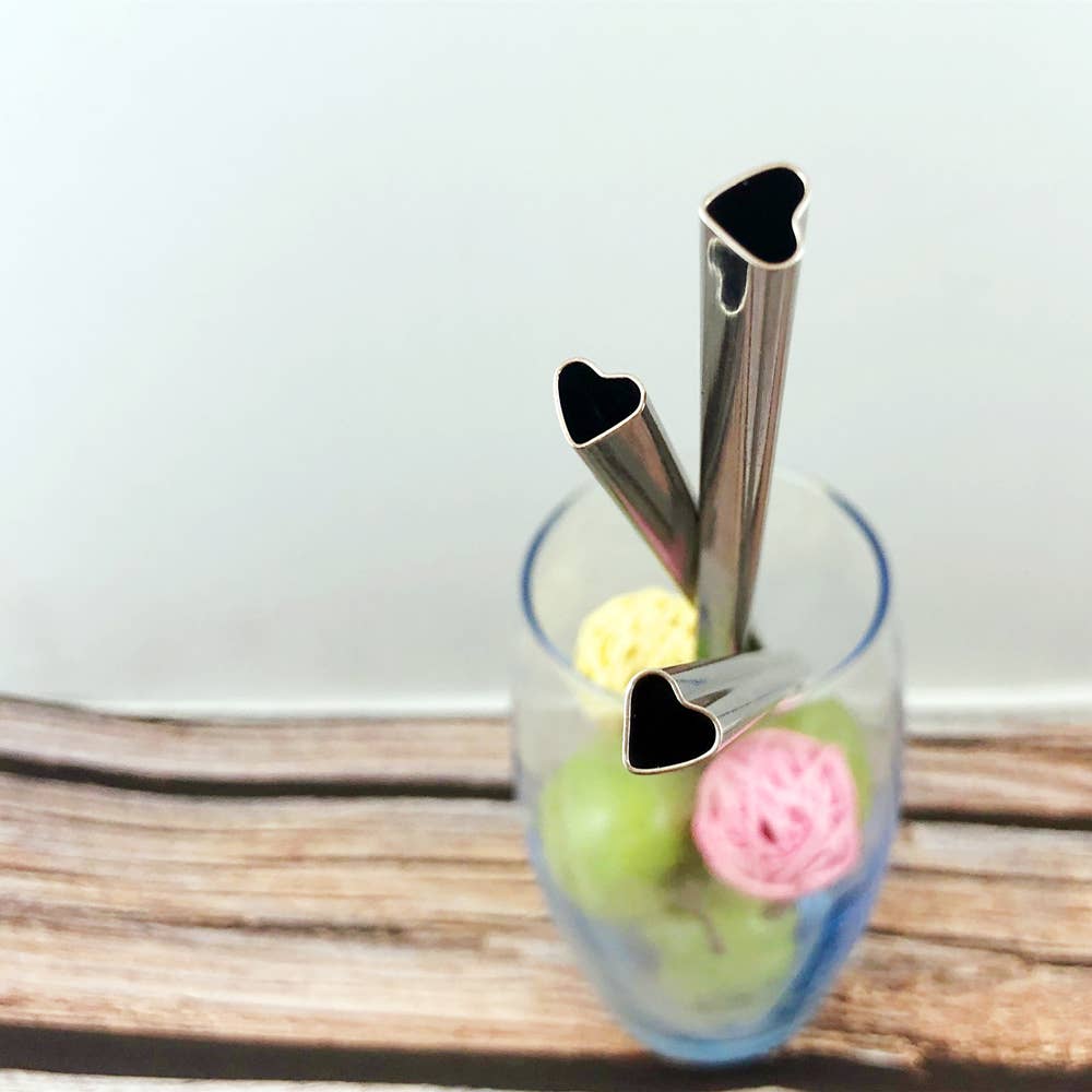 Sostraw & SmartThings - Vente Paille - Pailles en acier inoxydable en forme de cœur - 215 x 8 mm - 6 couleurs5